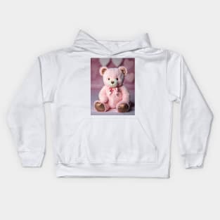 Valentine's Day Cute Teddy Bear with Gold Bow Tie Kids Hoodie